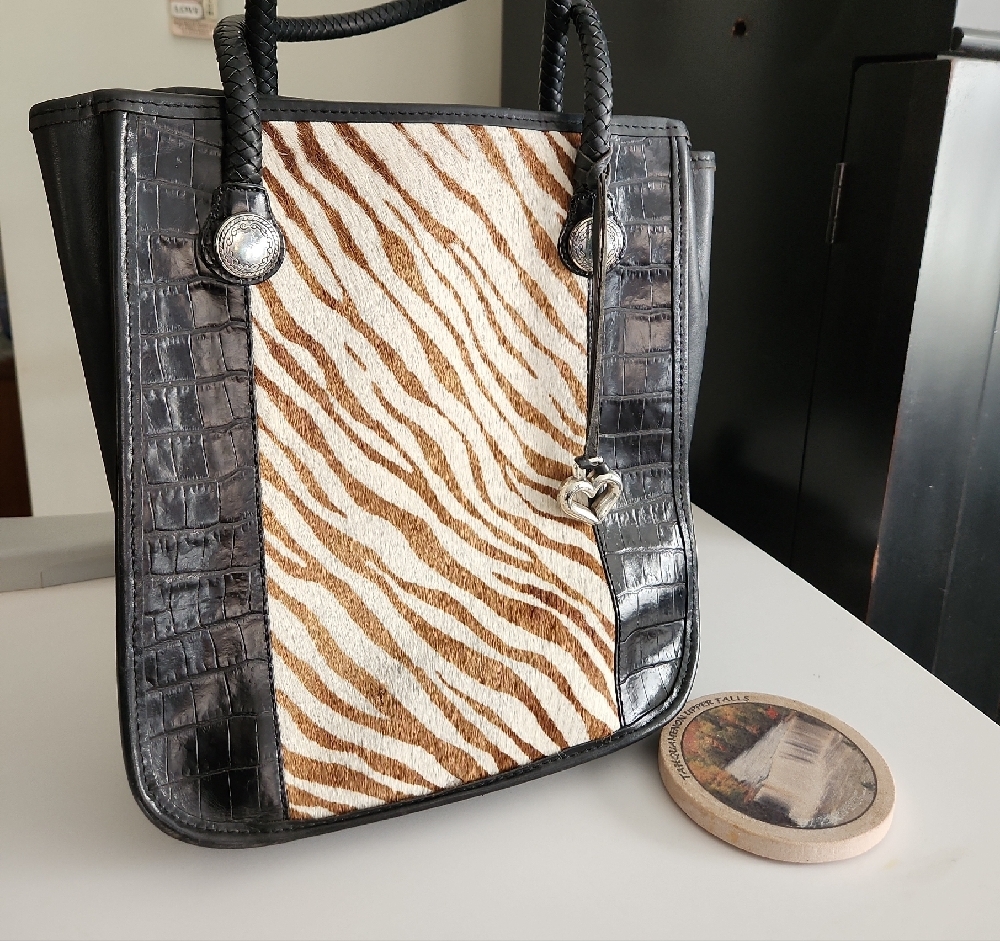 Brighton Black and Brown Animal Print Tote